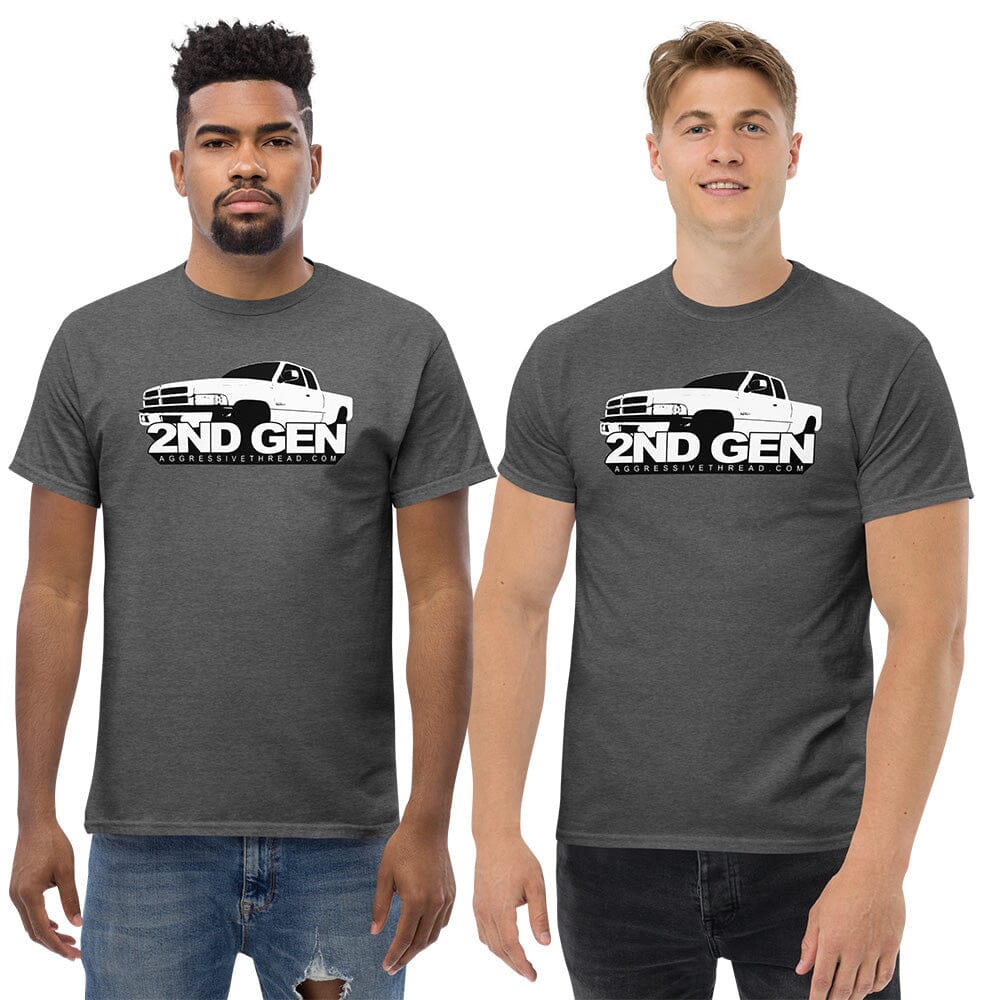 Men Wearing 2nd Gen Ram Cummins T-Shirt From Aggressive Thread - Color Grey