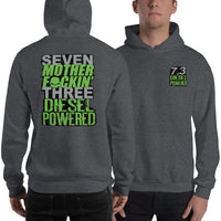 Thumbnail for Man Wearing a 7.3 Power Stroke Hoodie From Aggressive Thread - Grey