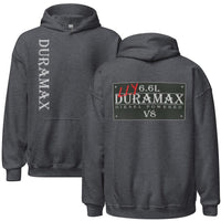Thumbnail for LLY Duramax Diesel Sweatshirt Hoodie in Dark Heather | Aggressive Thread Truck Apparel