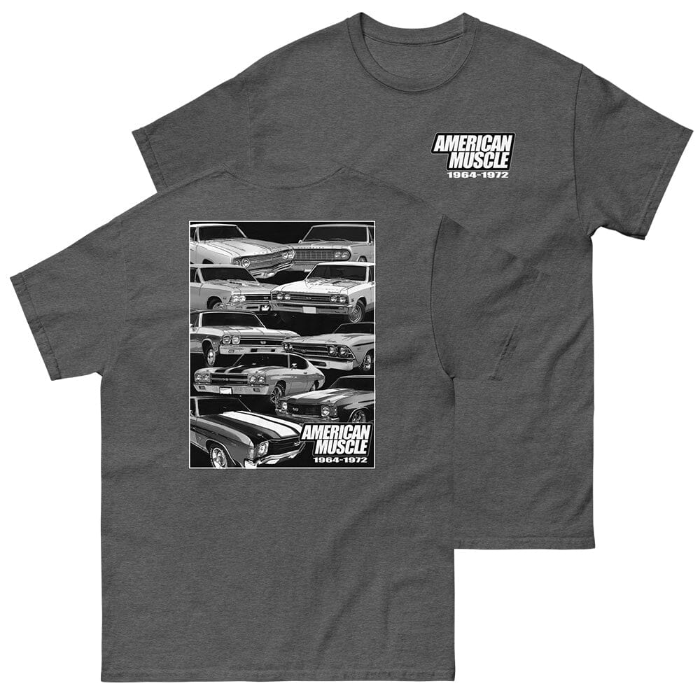 1964-1972 Chevelle T-Shirt From Aggressive Thread - Color Grey Front And Back View