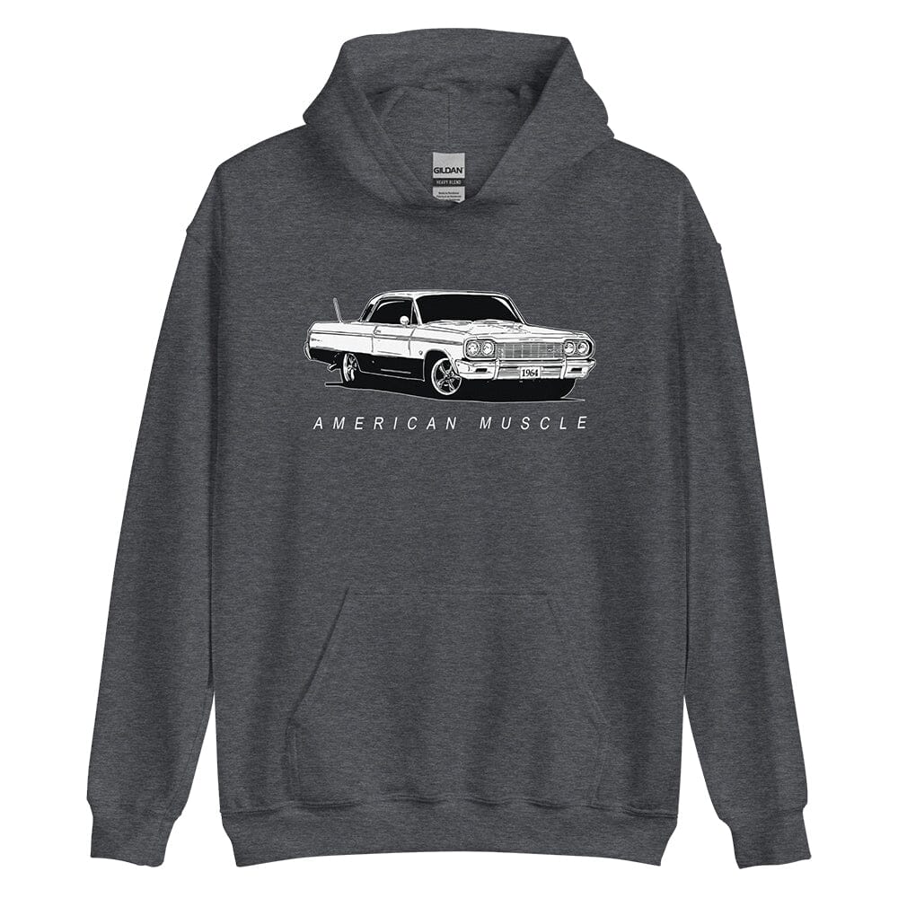 1964 Impala Chevelle Hoodie From Aggressive Thread Muscle Car Apparel - Grey