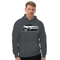 Thumbnail for man modeling 69 Impala Hoodie in grey