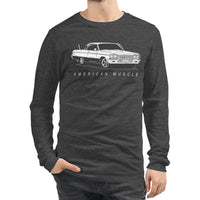 Thumbnail for man modeling 1964 Impala Long Sleeve T-Shirt in heather grey