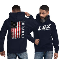 Thumbnail for LBZ Duramax Hoodie Sweatshirt With American Flag On Back-In-Black-From Aggressive Thread