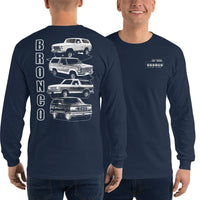 Thumbnail for Ford bronco classic long sleeve shirt modeled in navy