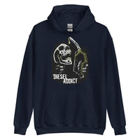 Thumbnail for Diesel Truck Hoodie With Skull Drinking Diesel Fuel - Aggressive Thread - Color Navy