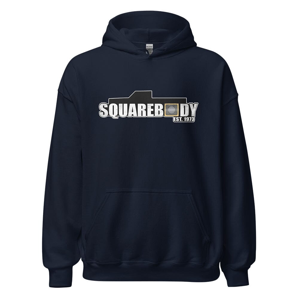Square Body Hoodie - Est 1973  From Aggressive Thread - Color Navy