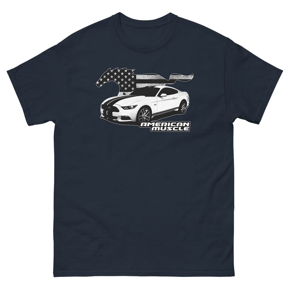 Ford Mustang T-Shirt From Aggressive Thread - Color Navy