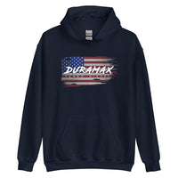 Thumbnail for Duramax American Flag Hoodie in Navy From Aggressive Thread