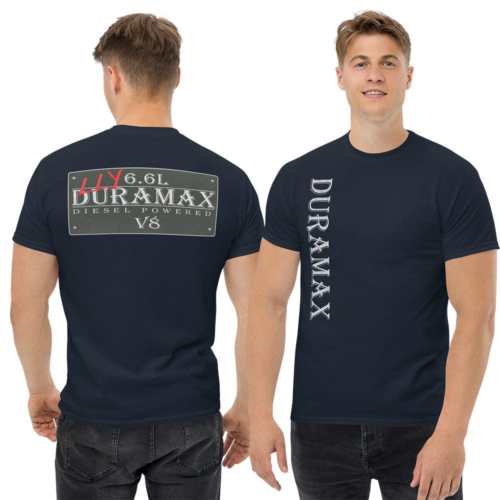 Man wearing a LLY Duramax T-Shirt With Vintage Sign Design