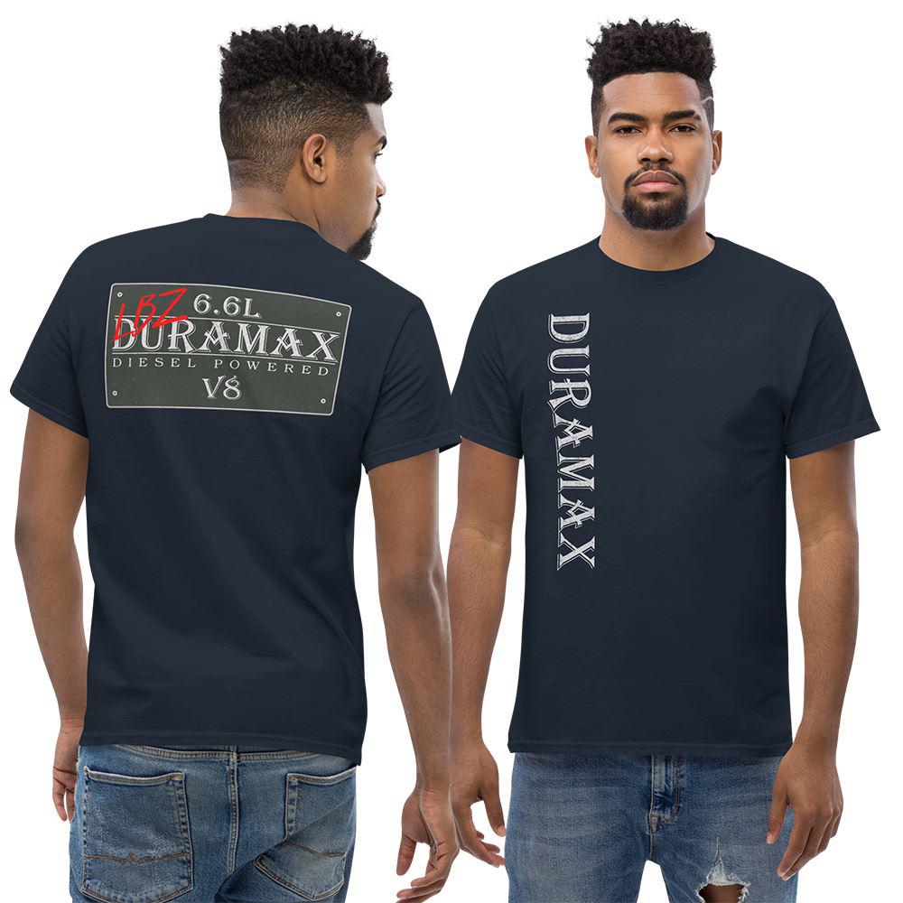Man wearing a navy LBZ Duramax T-Shirt