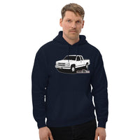 Thumbnail for Man Wearing OBS Chevy Truck Hoodie Shirt From Aggressive Thread Truck Apparel - Color Navy