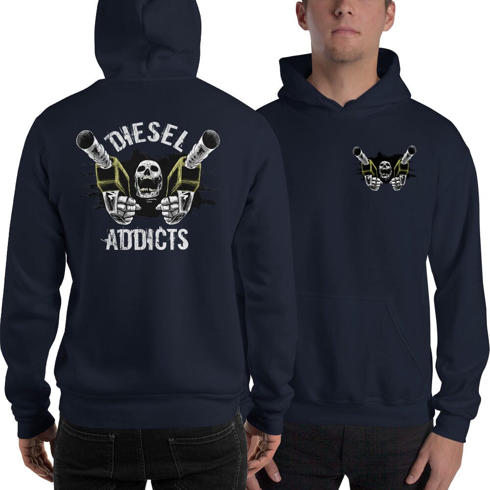 Man Posing in Diesel Addicts Hoodie From Aggressive Thread - Navy