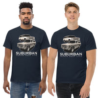 Thumbnail for Men wearing Square Body Suburban T-Shirt in Navy