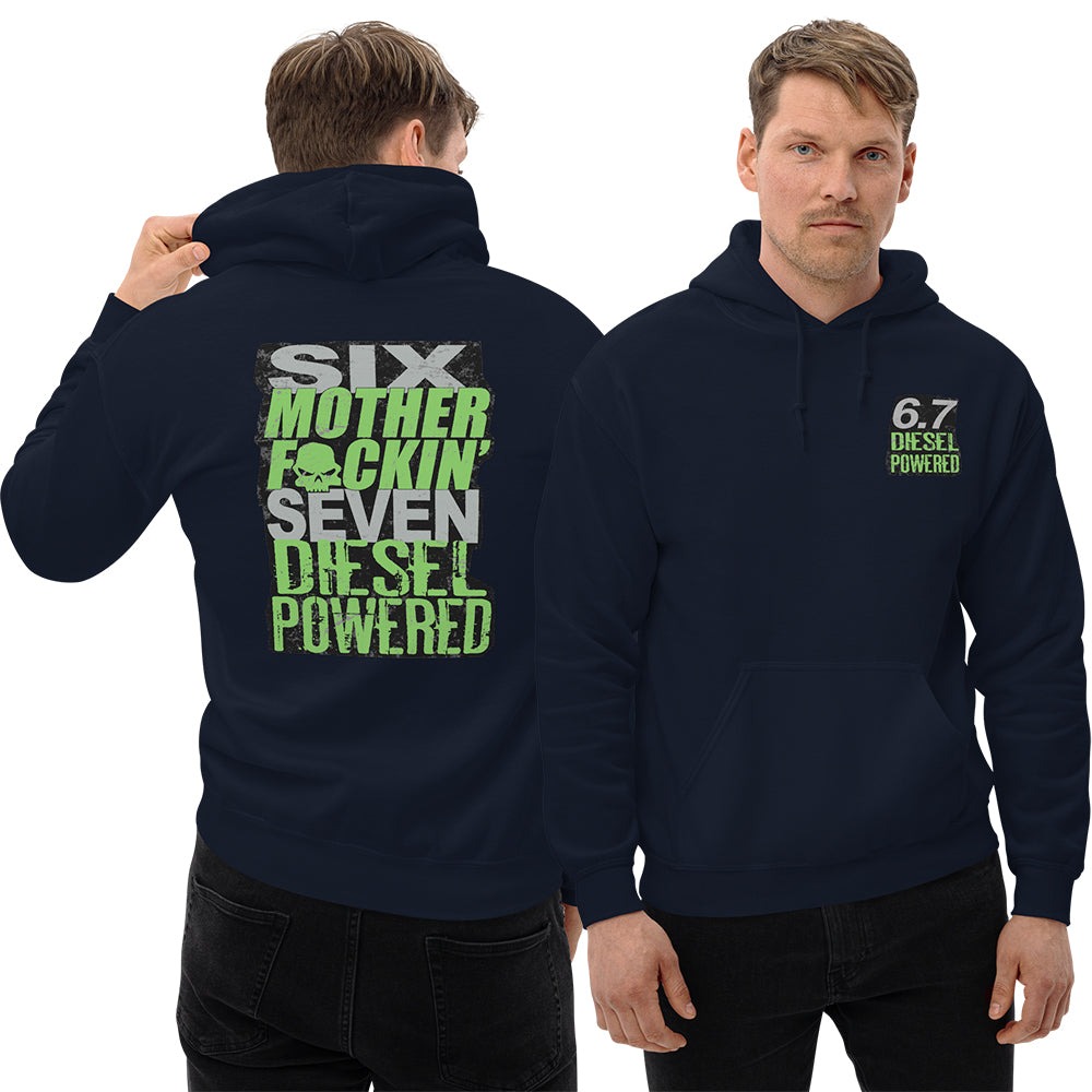 Man Wearing a 6.7 Power Stroke or Cummins Hoodie From Aggressive Thread - Navy
