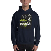 Thumbnail for Man Posing in Diesel Truck Hoodie From Aggressive Thread - Color Navy