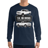 Thumbnail for man wearing a 7.3 IDI Diesel Truck long sleeve Shirt in navy
