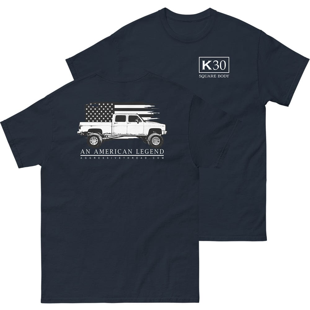 Square Body T-Shirt Crew Cab K30 From Aggressive Thread - Color Navy