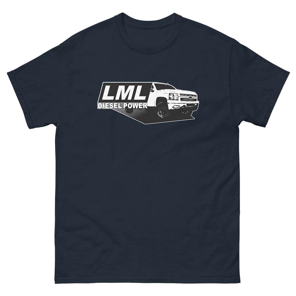 LML Duramax T-Shirt With 2010 2500 Truck - Aggressive Thread Auto Apparel - Color Navy
