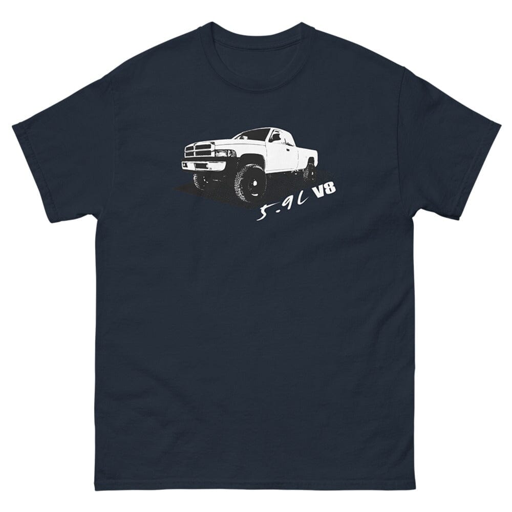 2nd Gen Dodge Ram Truck T-Shirt From Aggressive Thread - Color Navy