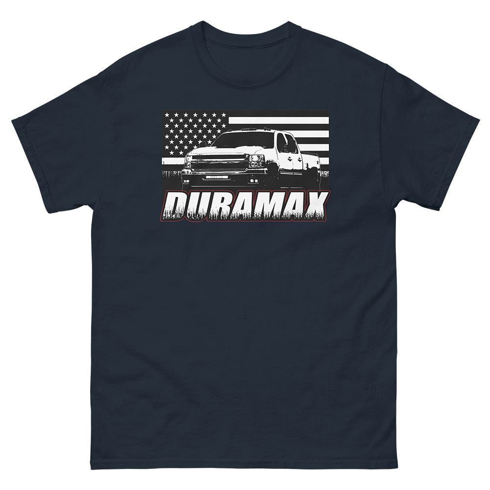 Navy Duramax T-Shirt | Aggressive Thread Diesel Truck Apparel