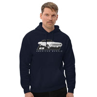 Thumbnail for man modeling 69 Impala Hoodie in navy