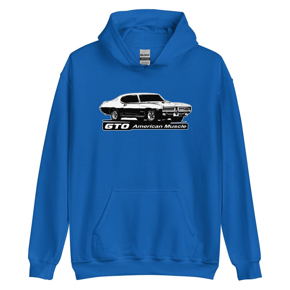 1969 GTO Hoodie From Aggressive Thread Muscle Car Apparel - color blue