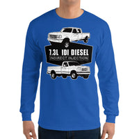 Thumbnail for man wearing a 7.3 IDI Diesel Truck long sleeve Shirt in blue