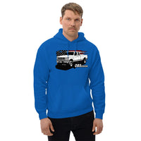 Thumbnail for Man Posing In OBS Extended Cab F250 Hoodie From Aggressive Thread - Color Blue