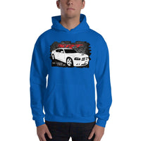 Thumbnail for Man Wearing a 2006-2010 Dodge Charger SRT8 Hoodie From Aggressive Thread - Blue