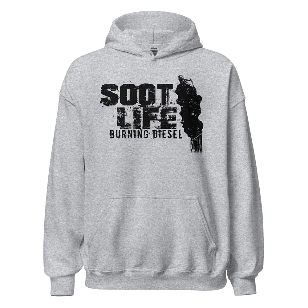 Soot Life Diesel Truck Hoodie From Aggressive Thread - Grey