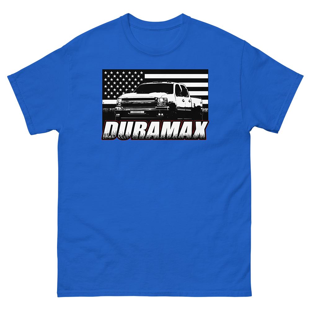 Royal Blue Duramax T-Shirt | Aggressive Thread Diesel Truck Apparel