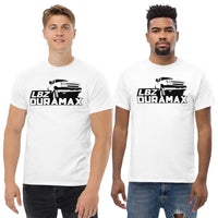 Thumbnail for men modeling LBZ Duramax Truck T-Shirt in white | aggressive thread