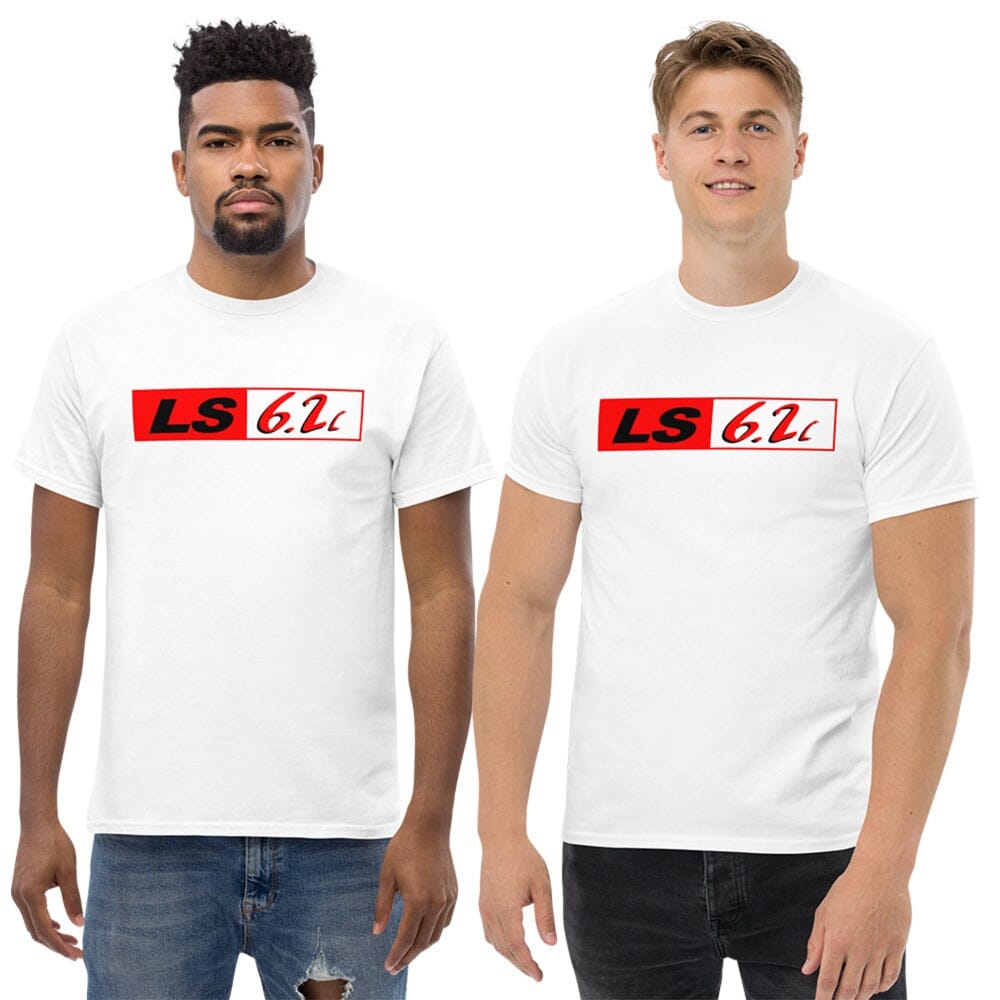 Men Wearing 6.2 LS T-Shirt From Aggressive Thread - White