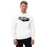 Thumbnail for Man Posing In LBZ Duramax Hoodie From Aggressive Thread - Color White