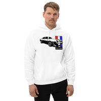 Thumbnail for Man wearing a Second Gen Camaro Hoodie in White From Aggressive Thread Muscle Car Apparel