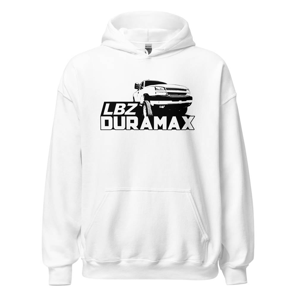 LBZ Duramax Truck Hoodie in white | Aggressive Thread