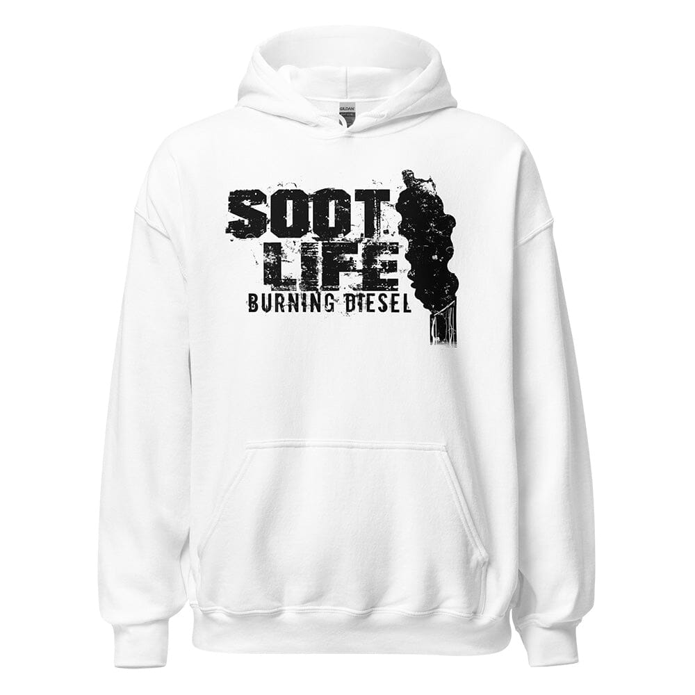 Soot Life Diesel Truck Hoodie From Aggressive Thread - White