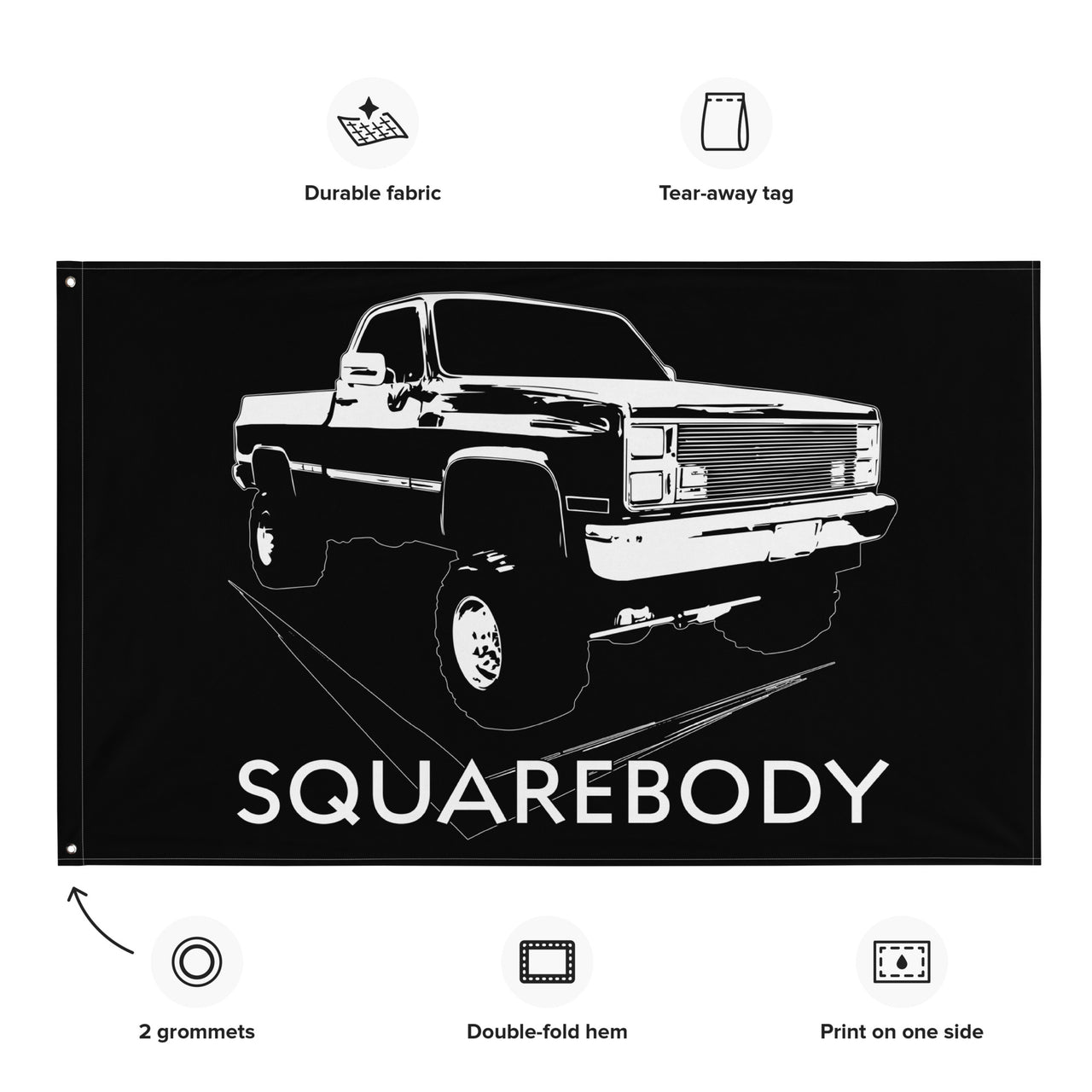 Square Body Lifted 80s Flag Truck details
