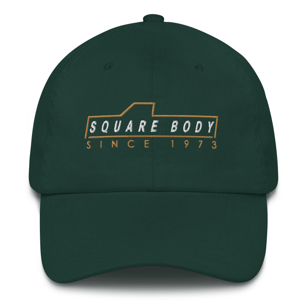 Square body hat from aggressive thread in green
