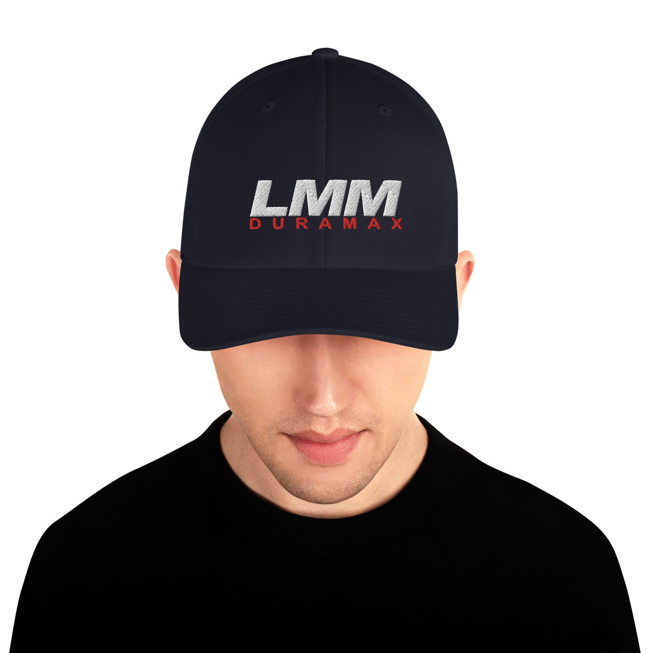 Man wearing an LMM Duramax Hat In Navy
