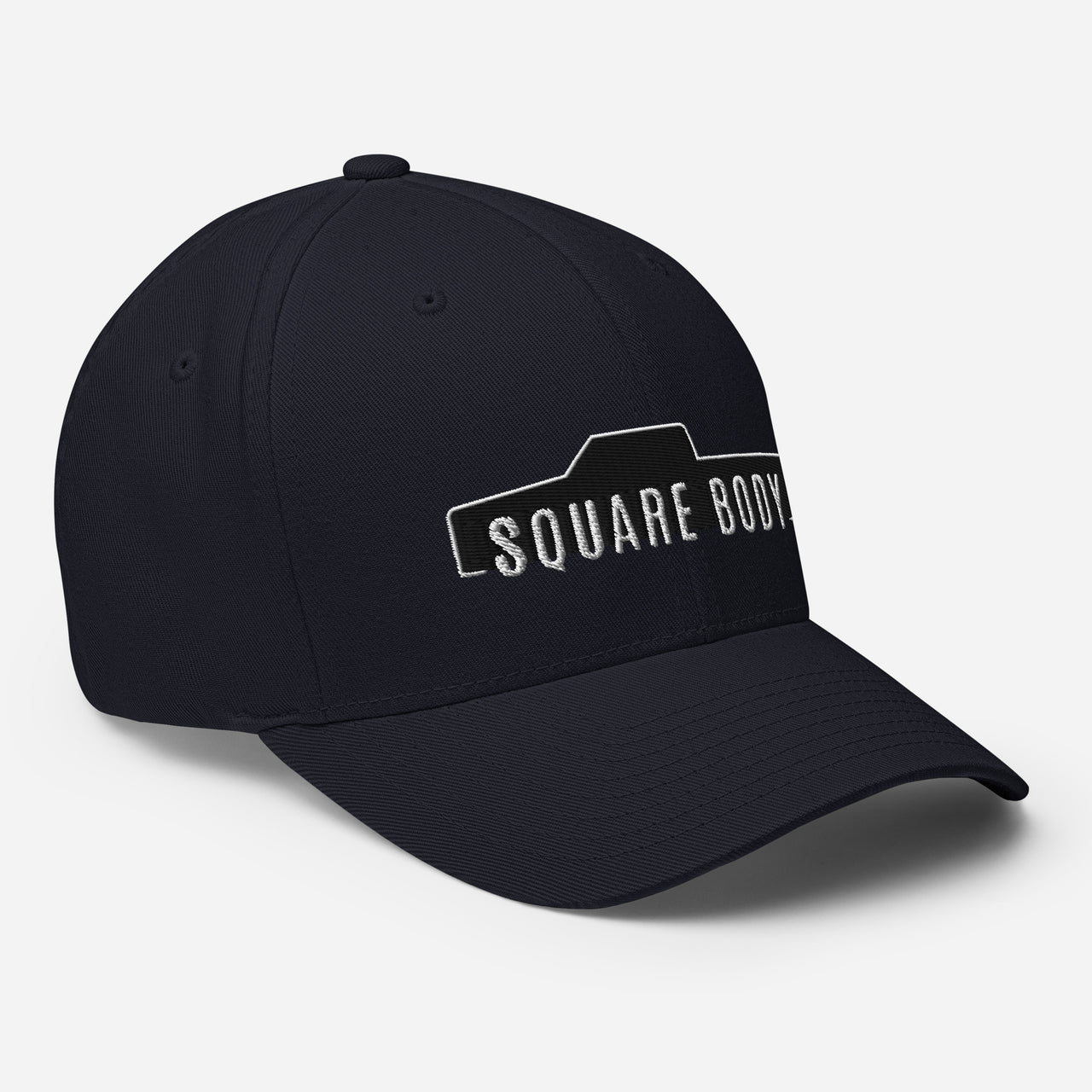 3/4 View of crew cab Square Body Hat From Aggressive Thread in Navy