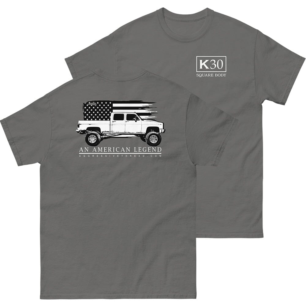 Square Body T-Shirt Crew Cab K30 From Aggressive Thread - Color Grey