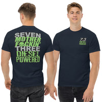 Thumbnail for man modeling 7.3 Powerstroke T-Shirt Seven MF'N Three Diesel Powered - in navy