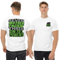 Thumbnail for man modeling 7.3 Powerstroke T-Shirt Seven MF'N Three Diesel Powered - in white