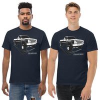Thumbnail for men modeling Square Body Truck T-Shirt in navy