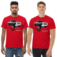 Thumbnail for men modeling Square Body Truck T-Shirt in red