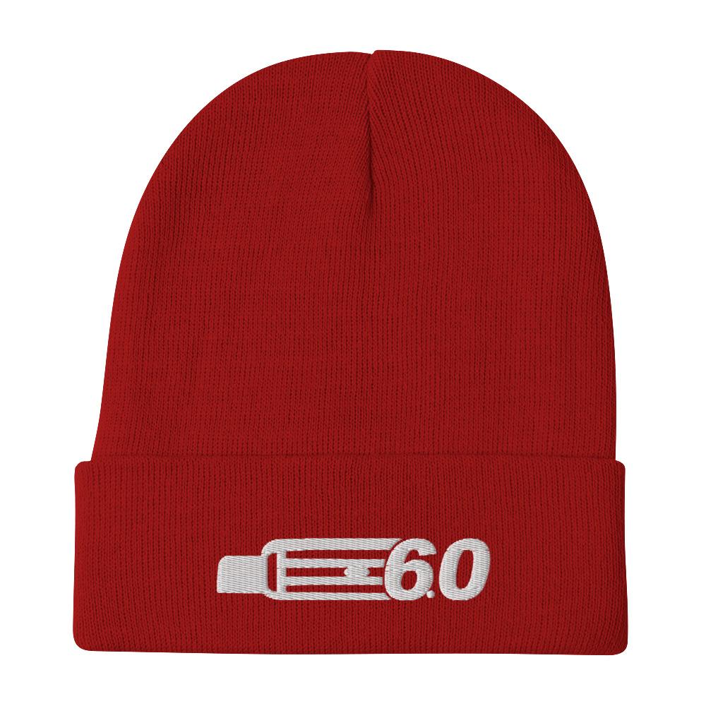 6.0 Powerstroke Diesel Winter beanie hat in red