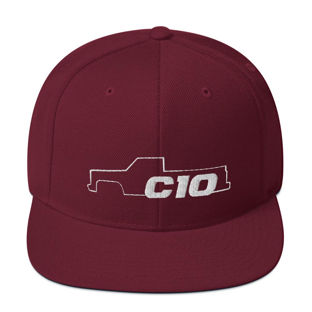 C10 Squarebody Square Body Snapback Hat-In-Maroon-From Aggressive Thread