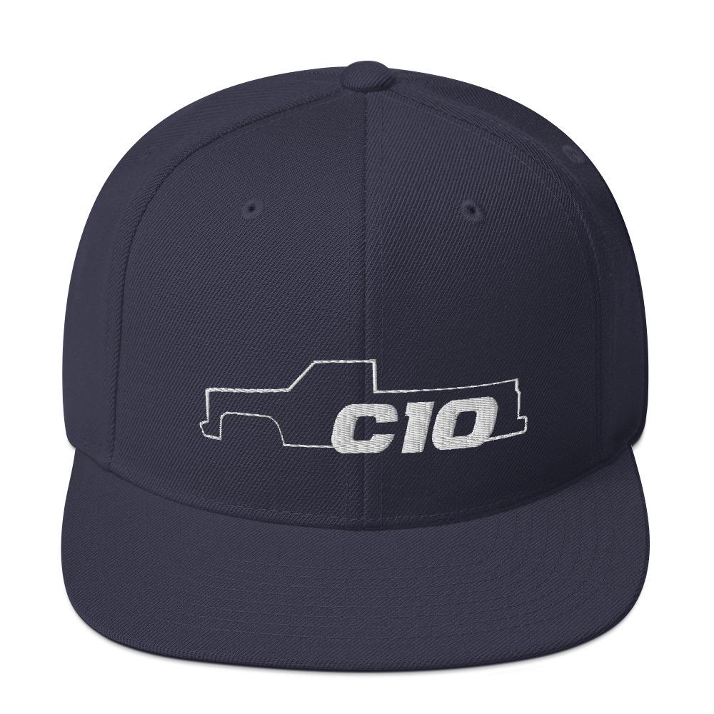 C10 Squarebody Square Body Snapback Hat-In-Navy-From Aggressive Thread